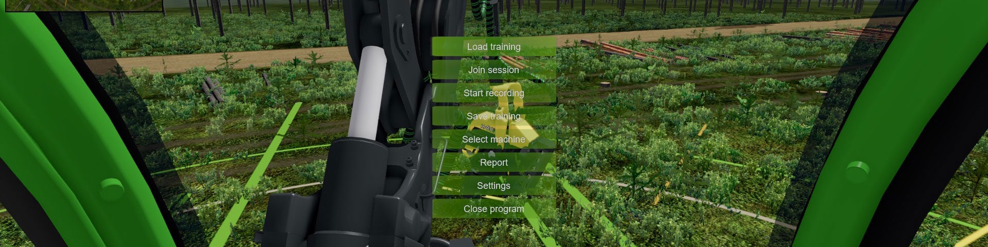 John Deere simulator cabin view